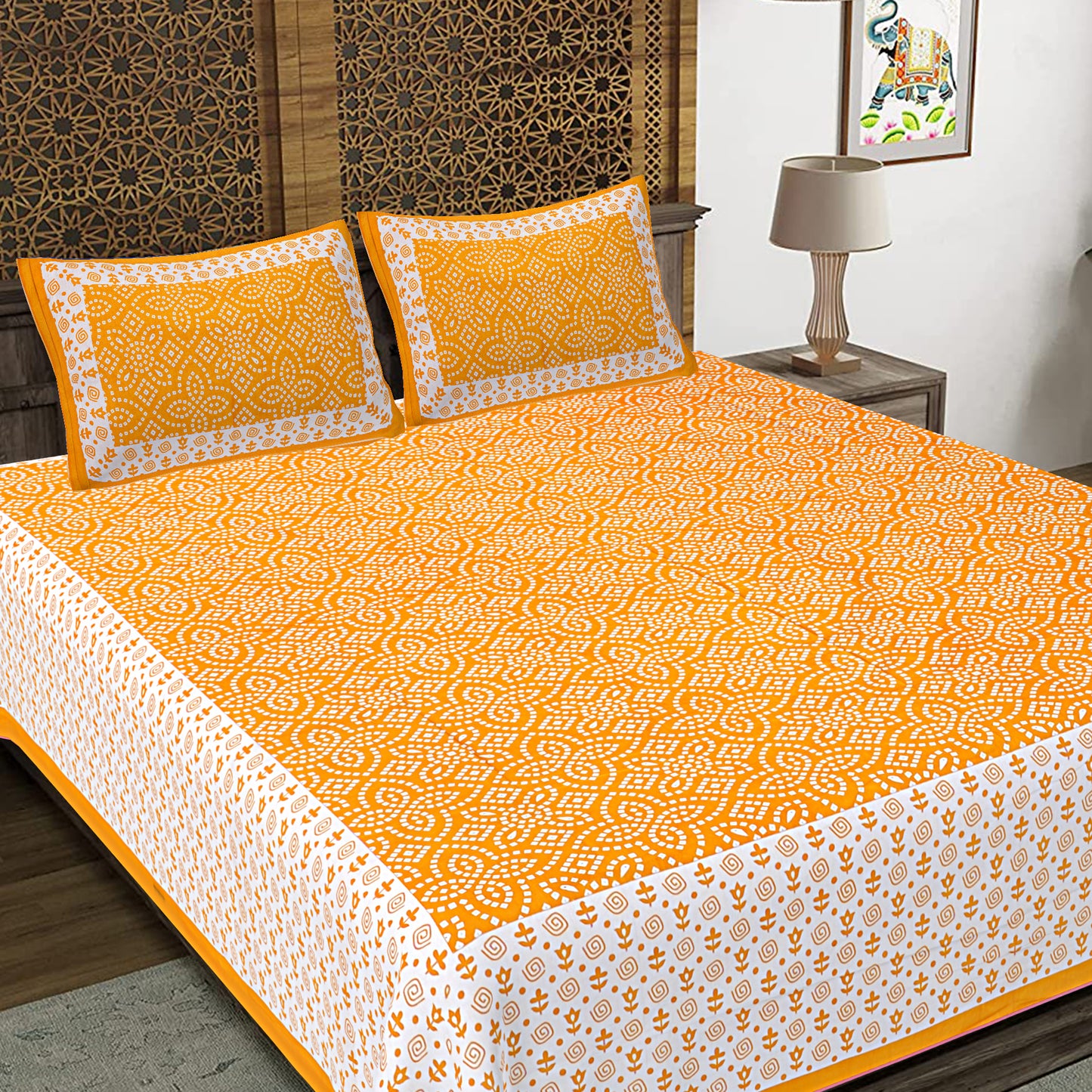 100% Cotton King Size Bedsheet with 2 Pillow Cover