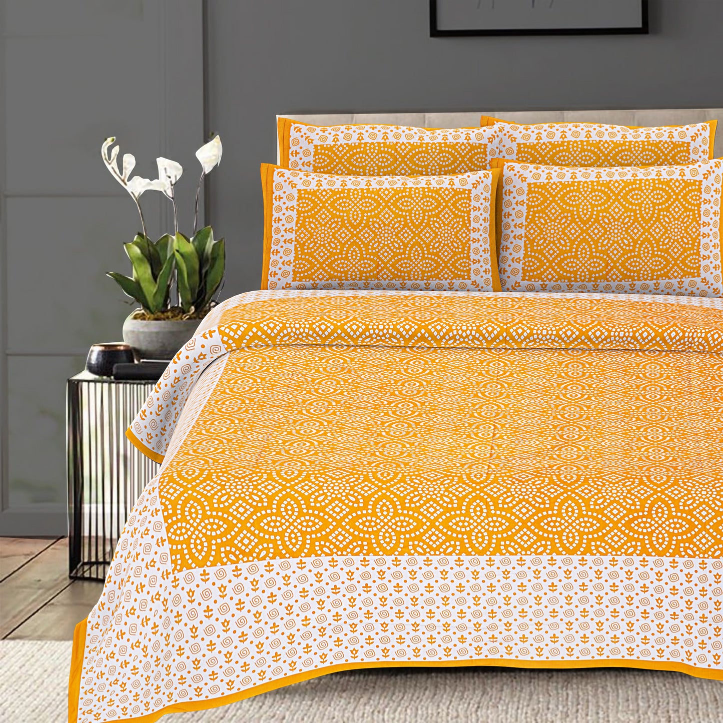 100% Cotton King Size Bedsheet with 2 Pillow Cover