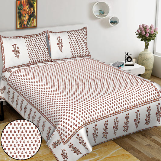 Jaipuri Bedsheet 100% Cotton Rajasthani Traditional Super King Size  Bedsheet with 2 Pillow Cover 100*108 www,JaipurToHome.com