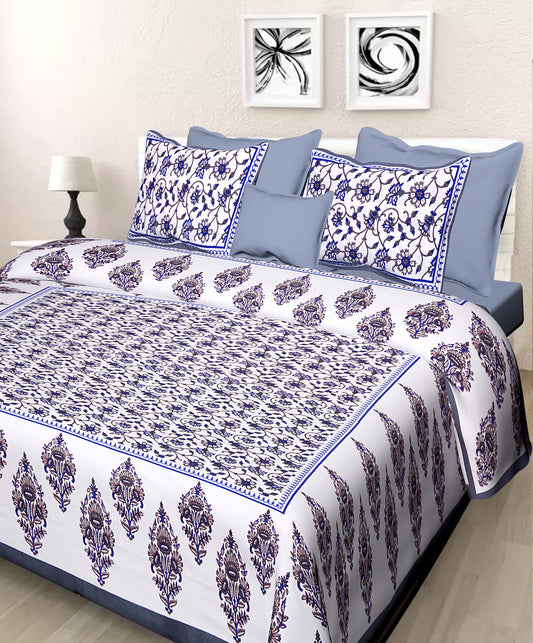 Jaipuri 100% Cotton Double Size Bedsheet with 2 Pillow Covers ( 280 TC ) JAIPUR PRINTS