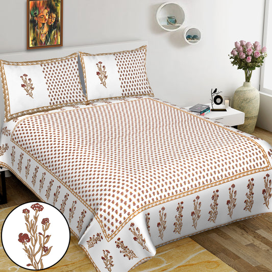 Jaipuri Bedsheet 100% Cotton Rajasthani Traditional Super King Size  Bedsheet with 2 Pillow Cover 100*108 www,JaipurToHome.com