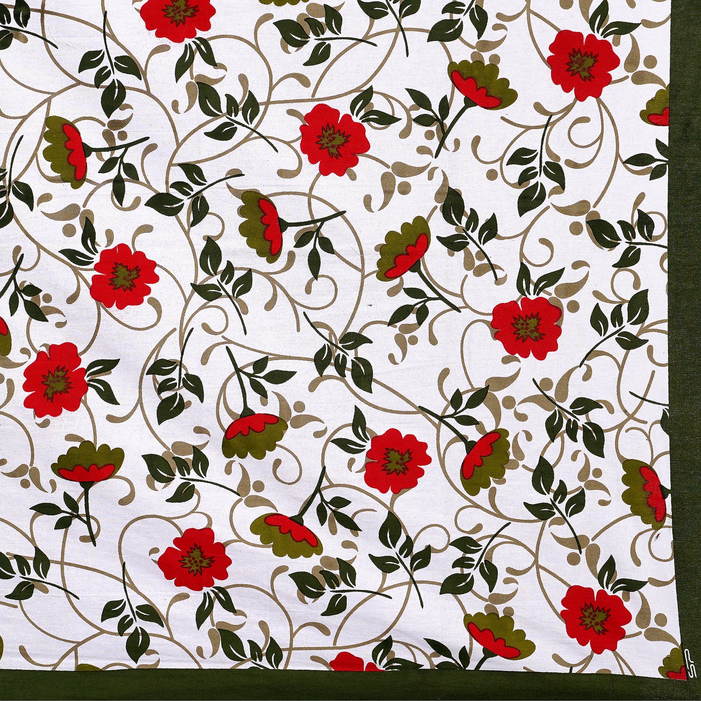 Jaipuri 100% Cotton Double Size Bedsheet with 2 Pillow Covers ( Green , 280 TC ) JAIPUR PRINTS