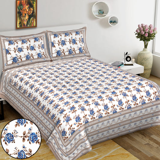 Jaipuri Bedsheet 100% Cotton Rajasthani Traditional Super King Size  Bedsheet with 2 Pillow Cover 100*108 www,JaipurToHome.com