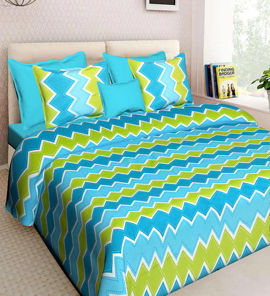 Jaipuri 100% Cotton Double Size Bedsheet with 2 Pillow Covers ( Sky Blue , 280 TC ) JAIPUR PRINTS