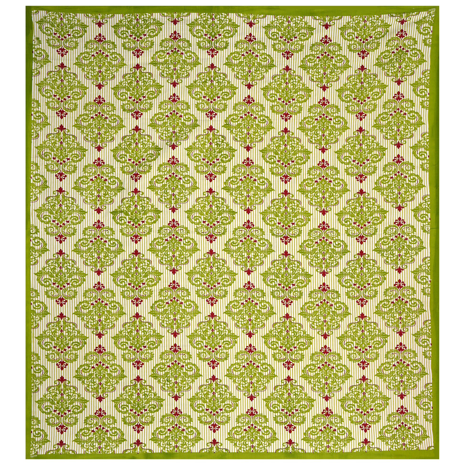 Jaipuri 100% Cotton Double Size Bedsheet with 2 Pillow Covers ( Green , 280 TC ) JAIPUR PRINTS