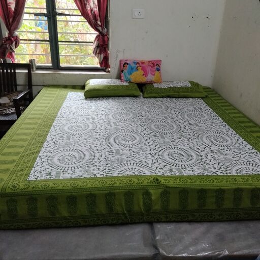 Pic Click By Customer 100% Cotton Bedsheet 280-TC Cotton Queen Size Double Bedsheet With 2 Pillow Cover - Real Image freeshipping - www.jaipurtohome.com