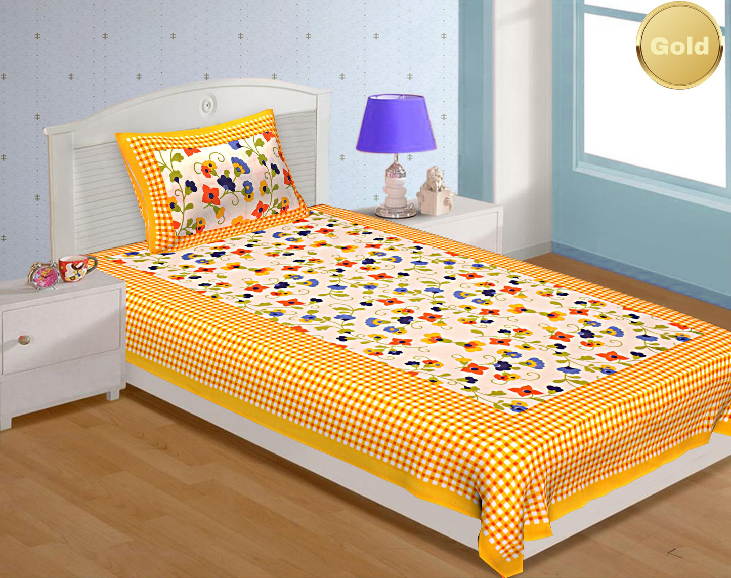 Jaipuri 100% Cotton Single Bedsheet