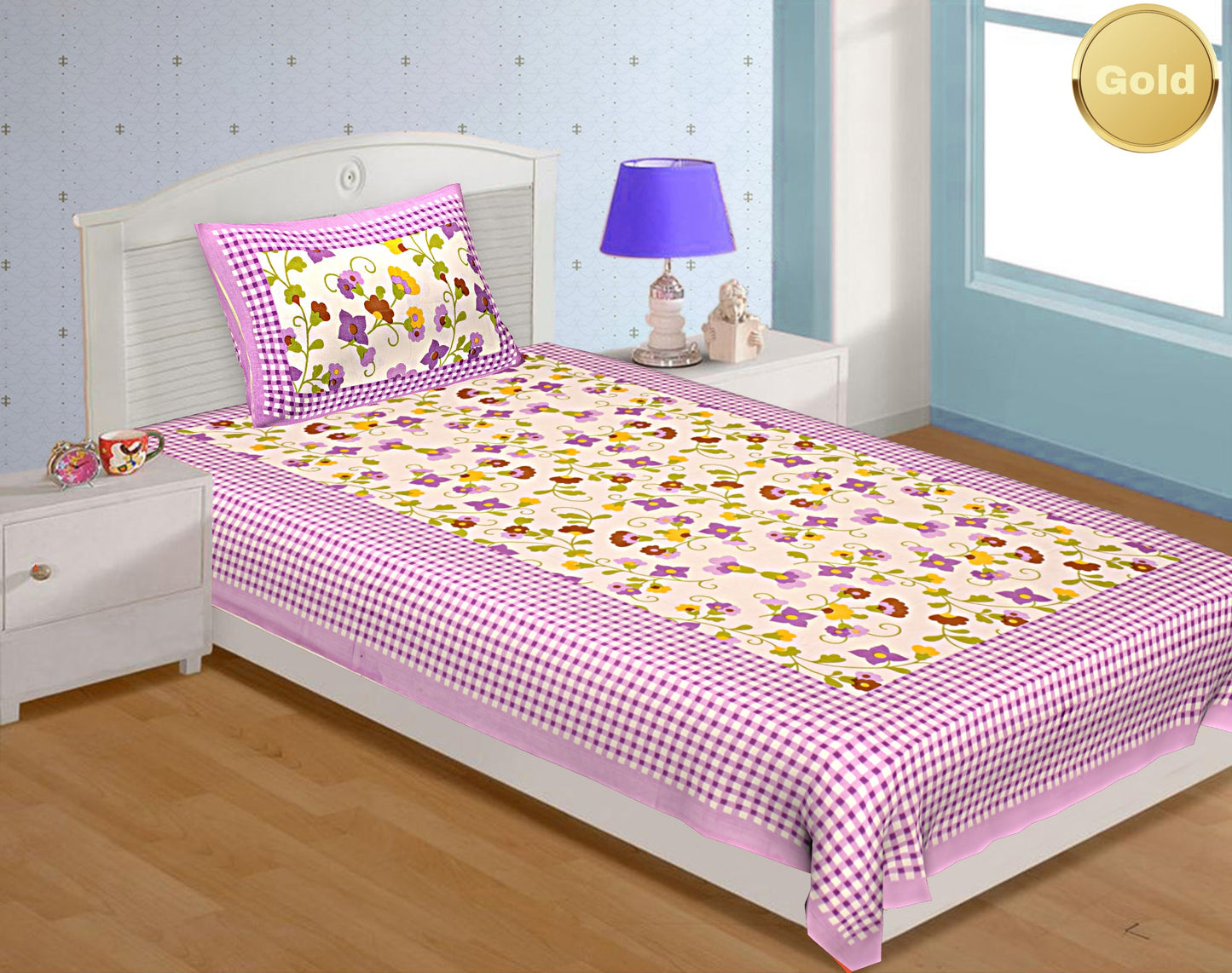 Jaipuri 100% Cotton Single Bedsheet