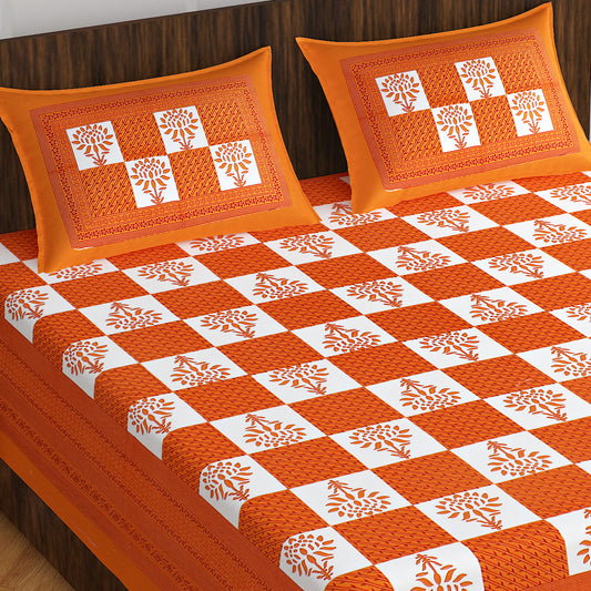 Jaipuri 100% Cotton Rajasthani Jaipuri Queen Size Bedsheet with 2 Pillow Cover. www.jaipurtohome.com