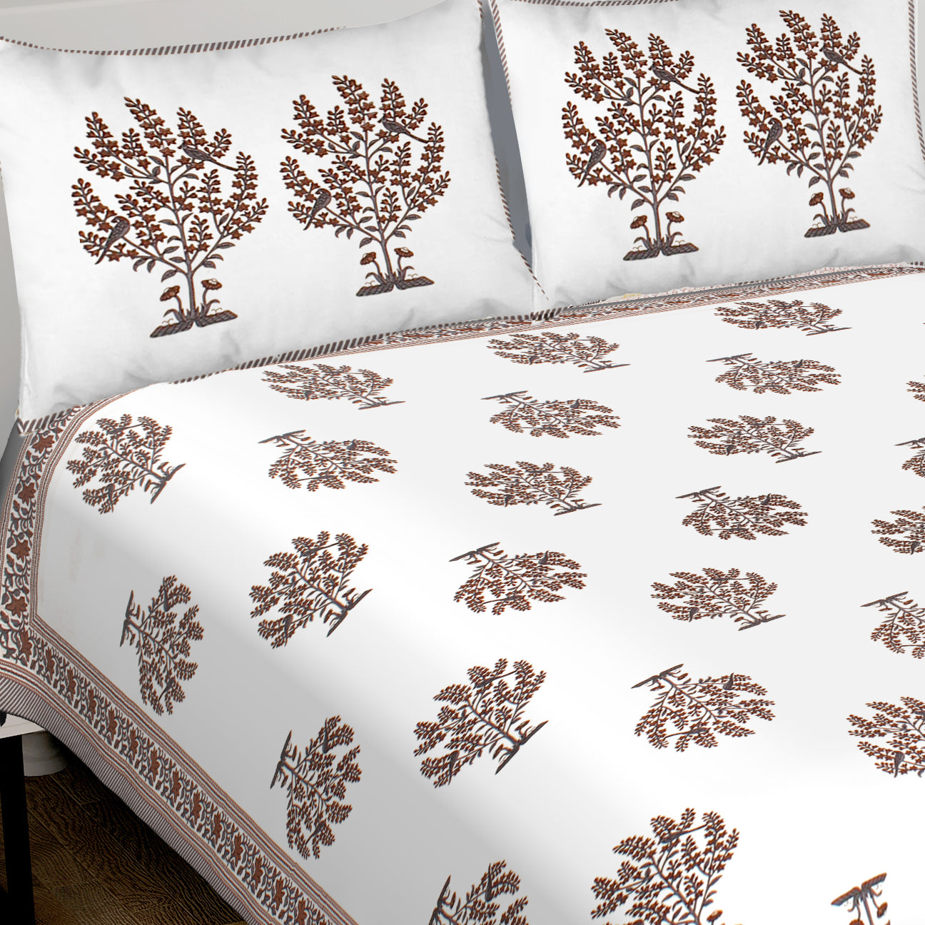 Jaipuri Bedsheet 100% Cotton Rajasthani Traditional Super King Size Bedsheet with 2 Pillow Cover 100*108 www,JaipurToHome.com