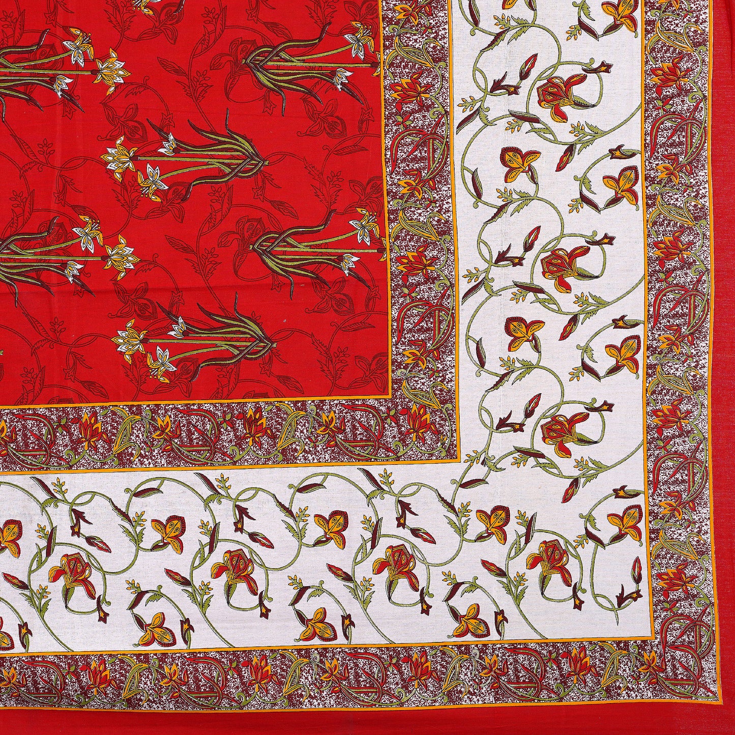 Jaipuri 100% Cotton Double Size Bedsheet with 2 Pillow Covers ( Red , 280 TC ) JAIPUR PRINTS