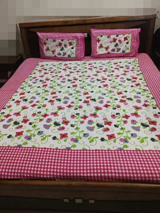 Pic Click By Customer 100% Cotton Bedsheet 280-TC Cotton Queen Size Double Bedsheet With 2 Pillow Cover - Real Image freeshipping - www.jaipurtohome.com