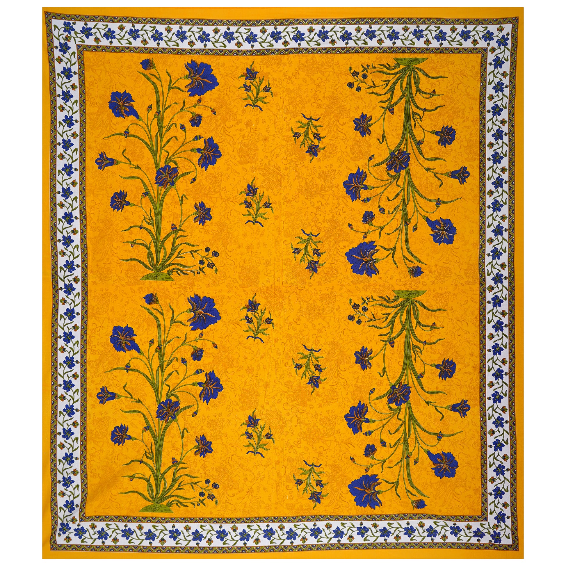 Jaipuri 100 % Cotton Double Size Bedsheet ( Yellow 280 TC ) JAIPUR PRINTS