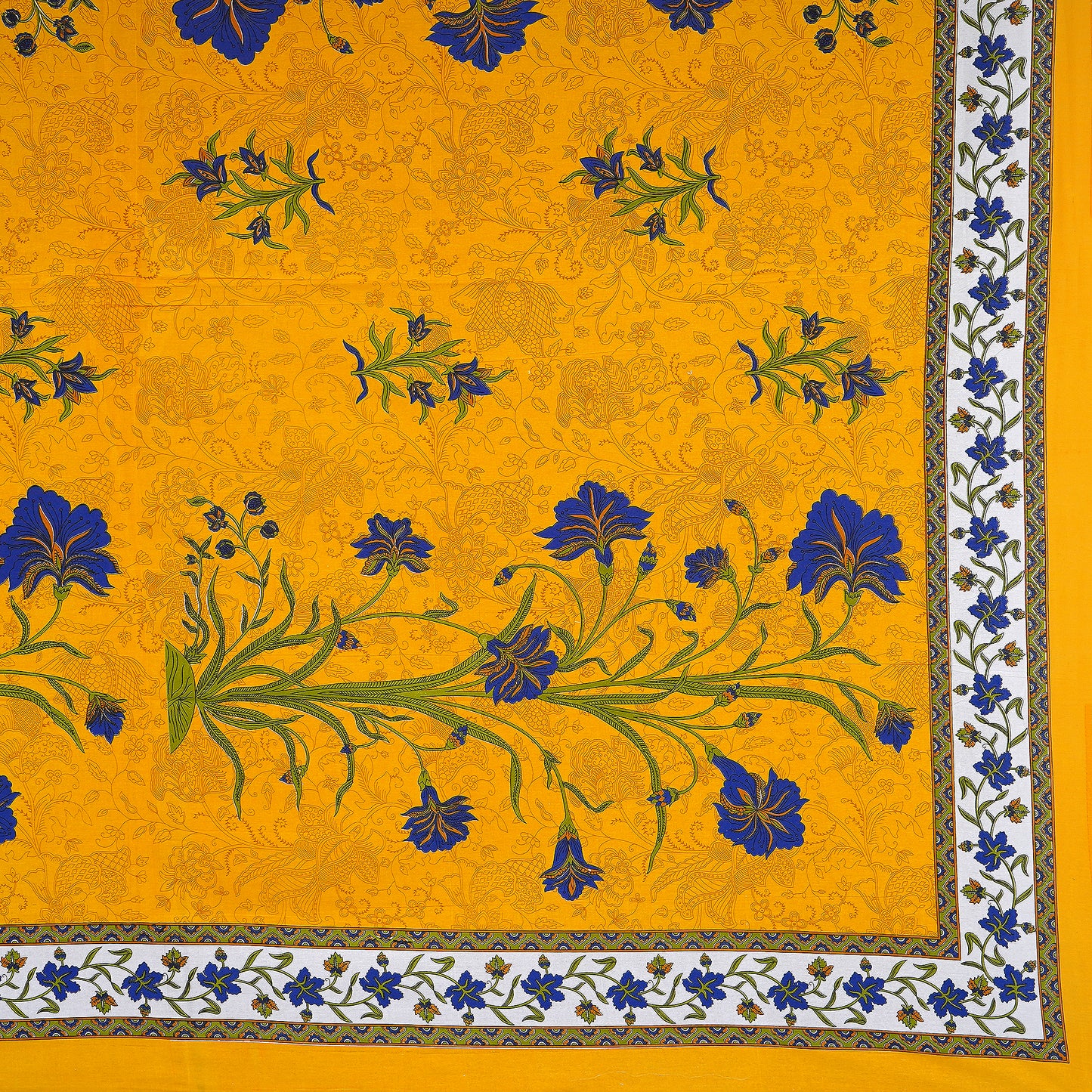 Jaipuri 100 % Cotton Double Size Bedsheet ( Yellow 280 TC ) JAIPUR PRINTS