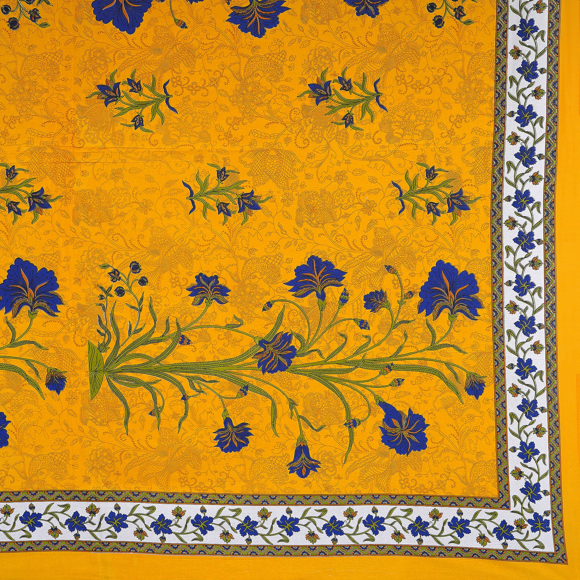 Jaipuri 100 % Cotton Double Size Bedsheet ( Yellow 280 TC ) JAIPUR PRINTS