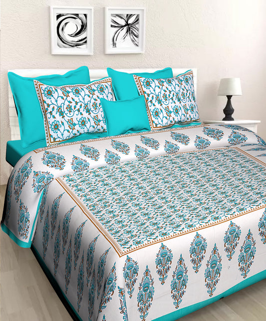 Jaipuri 100% Cotton Double Size Bedsheet with 2 Pillow Covers ( 280 TC ) JAIPUR PRINTS