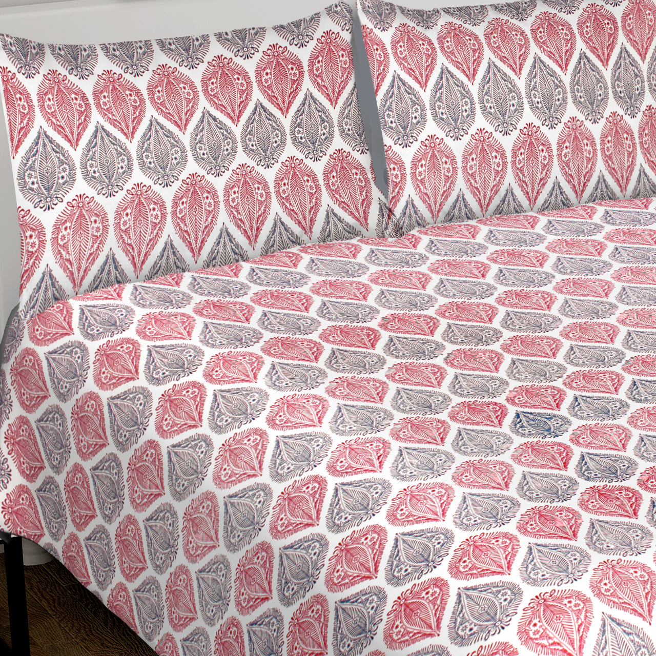 Jaipuri Bedsheet 100% Cotton Rajasthani Traditional Super King Size Bedsheet with 2 Pillow Cover 100*108 www,JaipurToHome.com