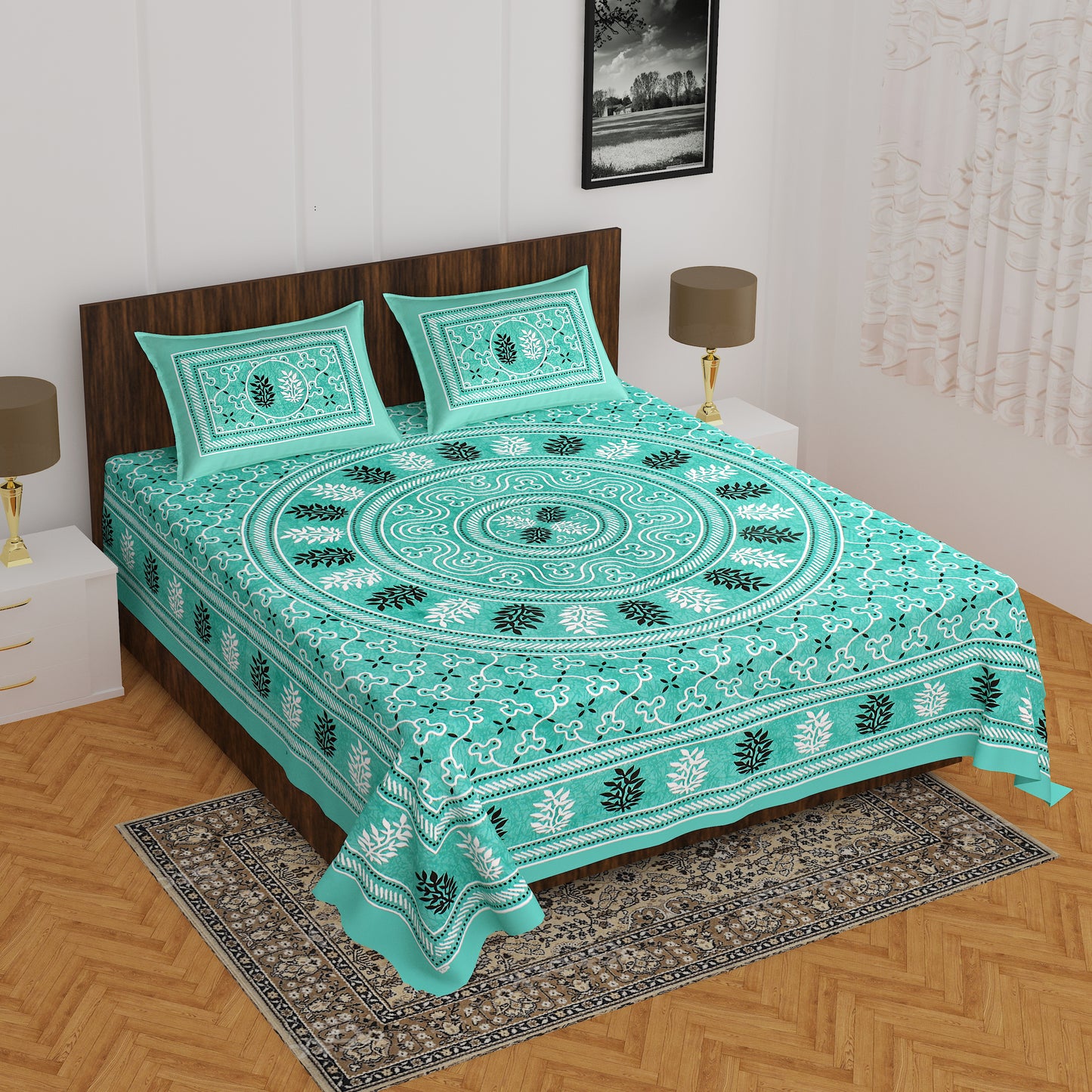 Trendy Bedsheet 100%  Cotton Queen Size Bedsheet With 2 Pillow Cover www.jaipurtohome.com