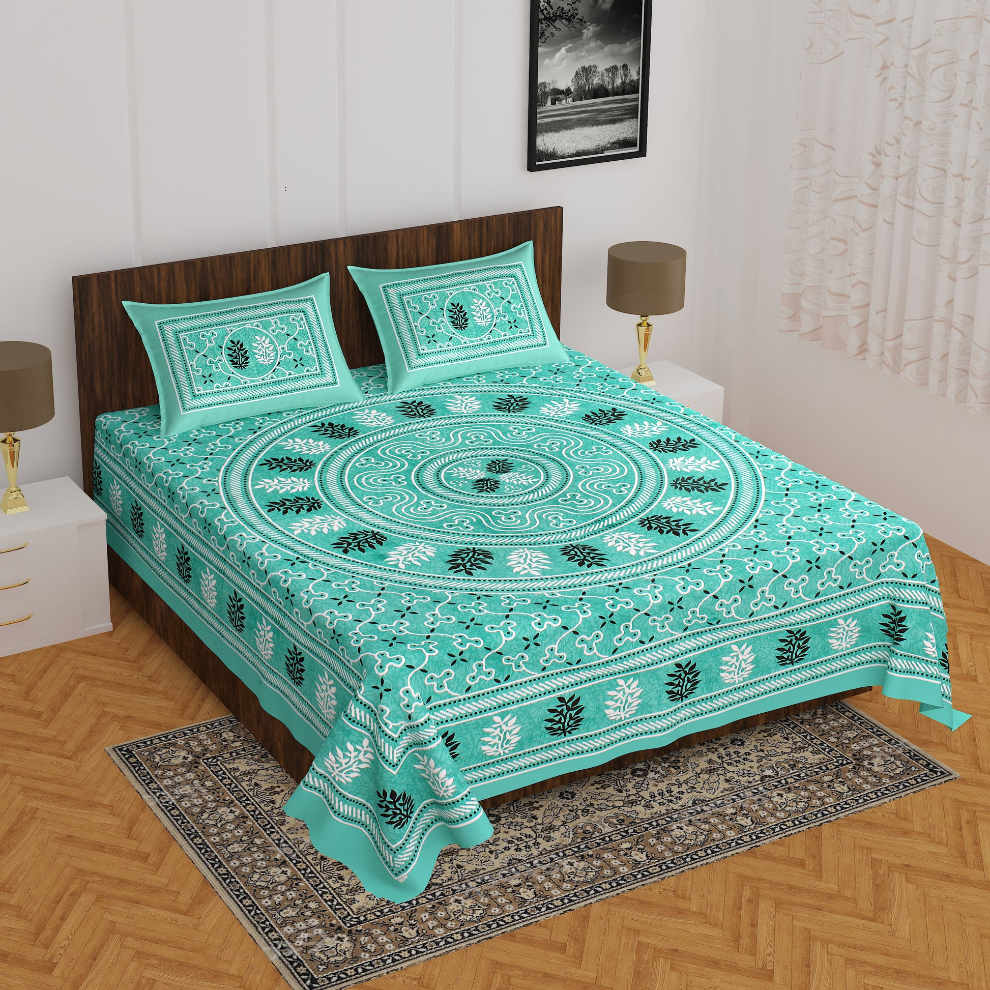 Trendy Bedsheet 100%  Cotton Queen Size Bedsheet With 2 Pillow Cover www.jaipurtohome.com