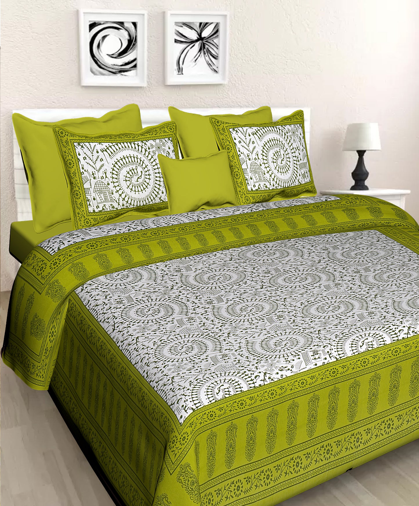 Jaipuri 100 % Cotton Double Size Bedsheet ( 280 TC ) JAIPUR PRINTS