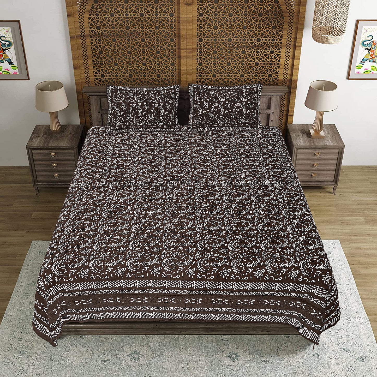 100% Cotton King Size Bedsheet with 2 Pillow Cover