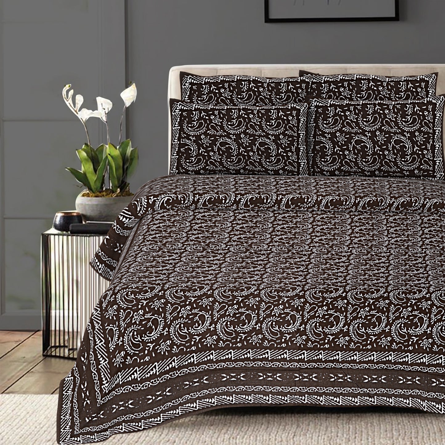 100% Cotton King Size Bedsheet with 2 Pillow Cover