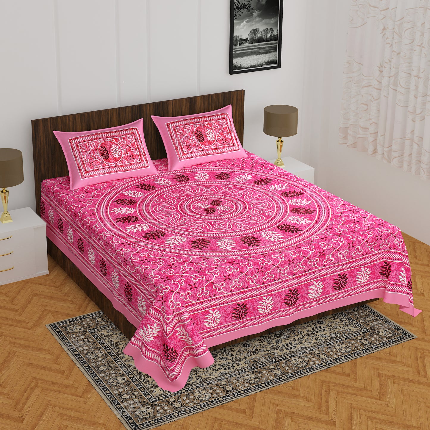 Trendy Bedsheet 100%  Cotton Queen Size Bedsheet With 2 Pillow Cover www.jaipurtohome.com