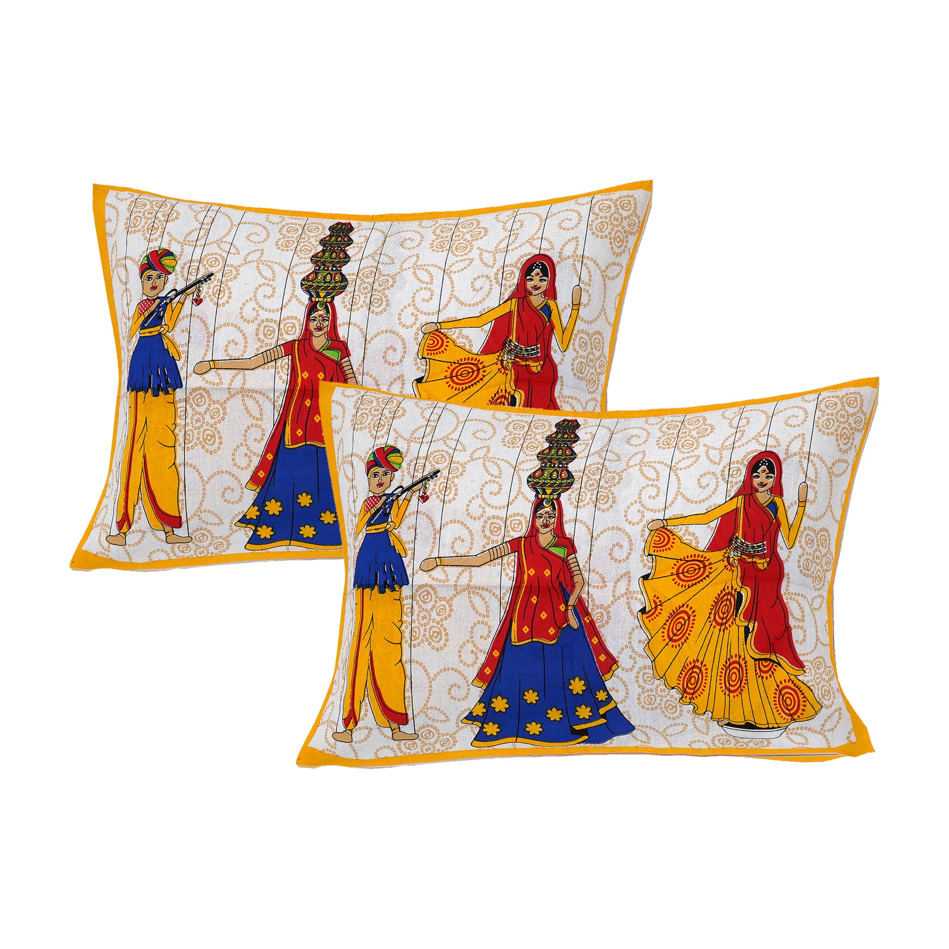 Jaipuri 100%  Cotton Double Size Bedsheet ( Yellow 280 TC ) JAIPUR PRINTS