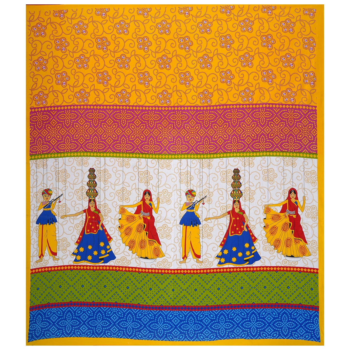 Jaipuri 100%  Cotton Double Size Bedsheet ( Yellow 280 TC ) JAIPUR PRINTS