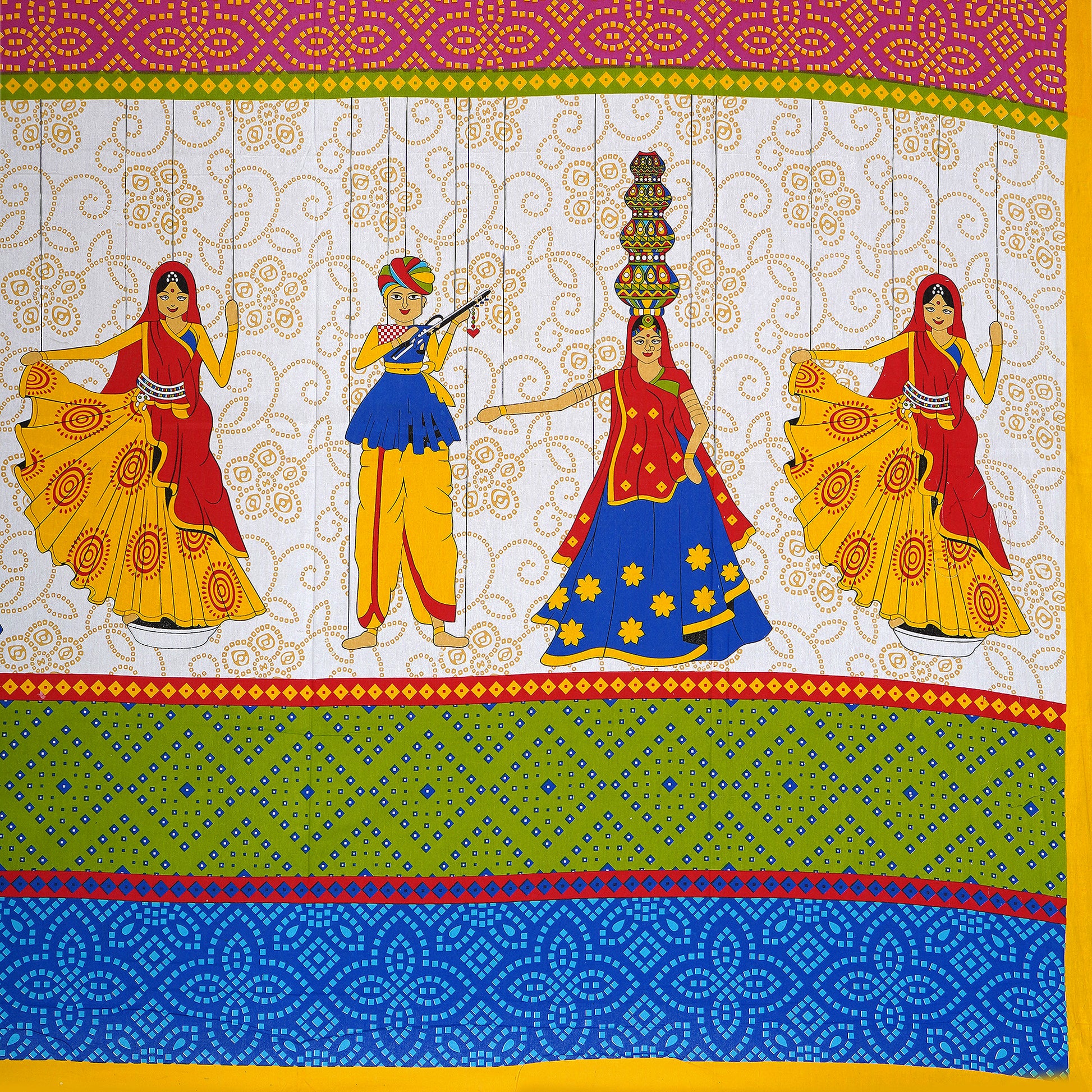 Jaipuri 100%  Cotton Double Size Bedsheet ( Yellow 280 TC ) JAIPUR PRINTS