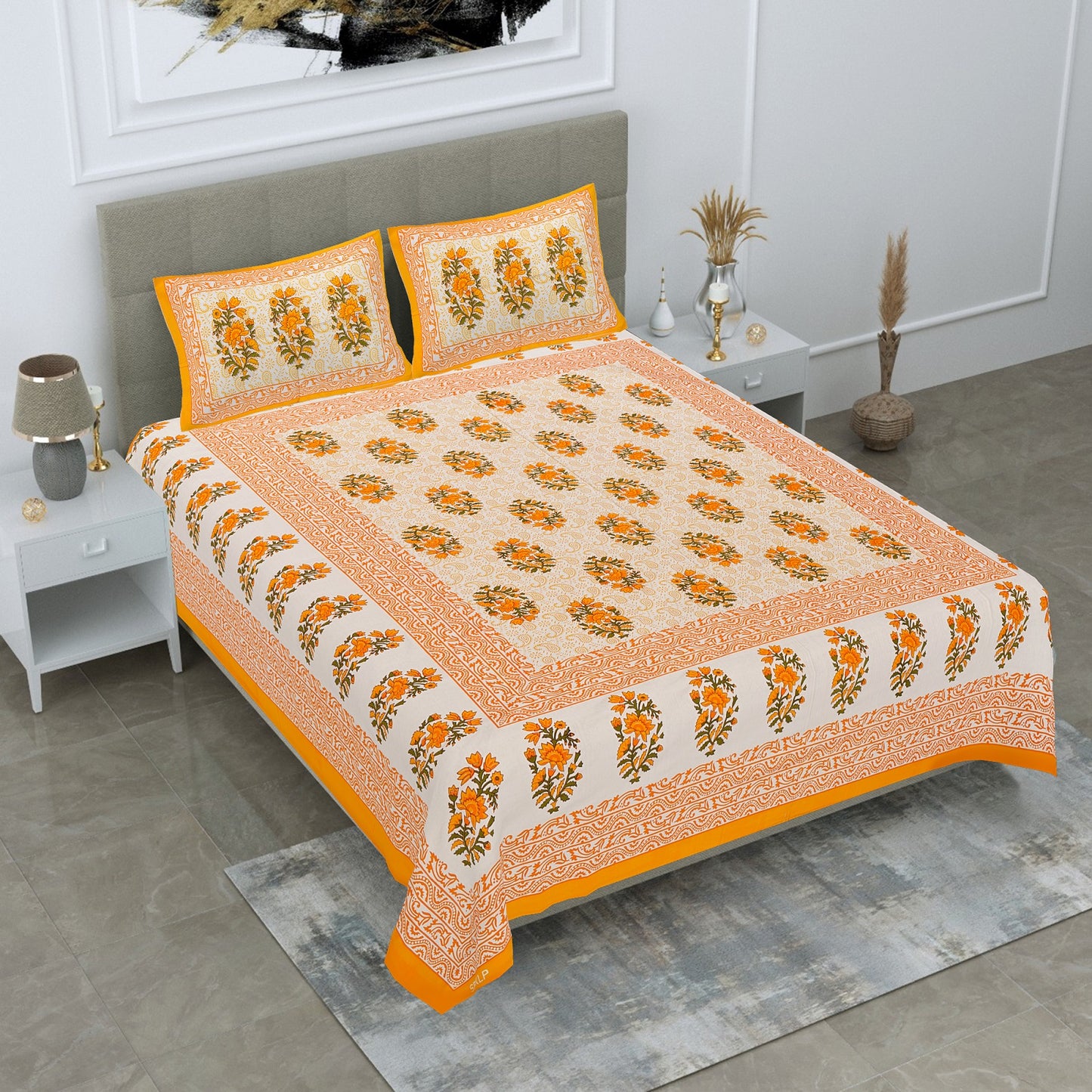 Cotton Bedsheet 280 -TC Cotton Double Size Bedsheet, 5 set Combo Pack With 10 Pillow Cover - www.jaipurtohome.com