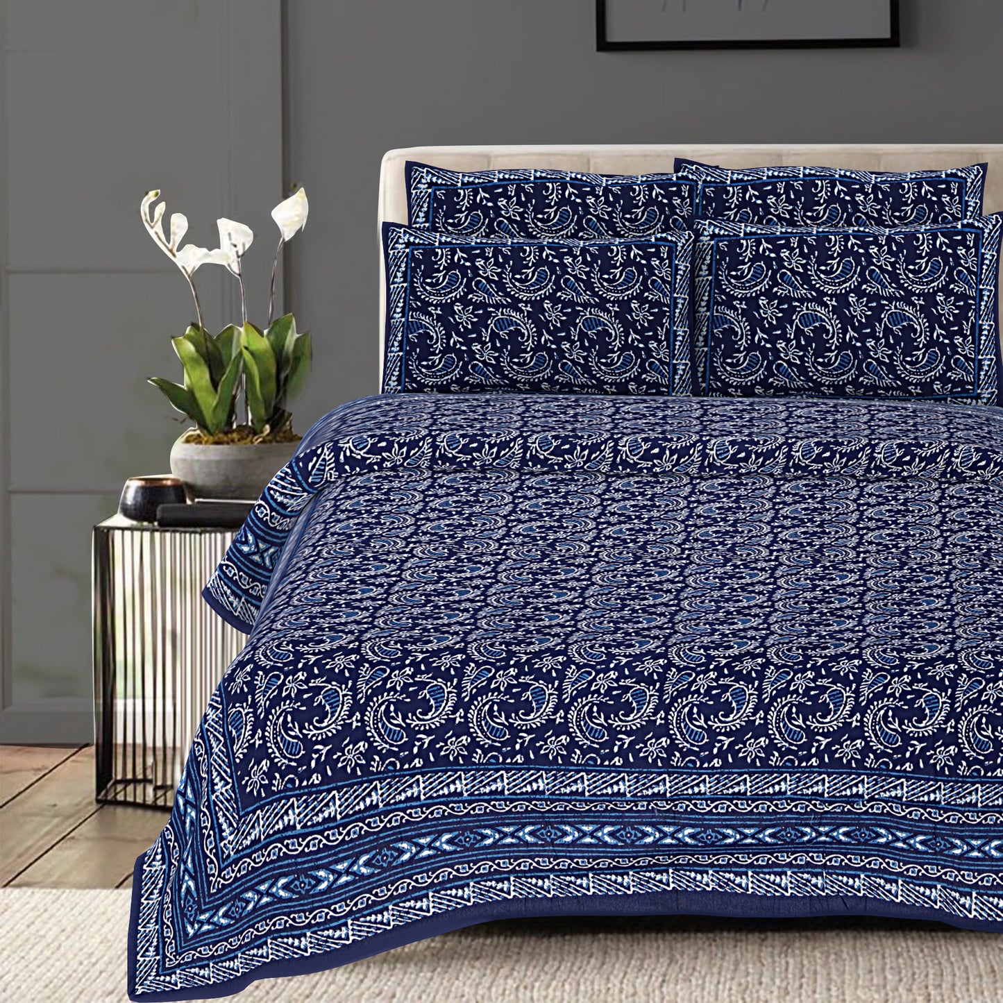 100% Cotton King Size Bedsheet with 2 Pillow Cover