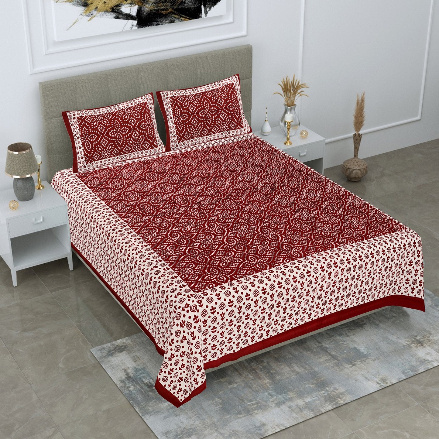 Cotton Bedsheet 180 -TC Cotton Double Size Bedsheet, 5 set Combo Pack With 10 Pillow Cover - www.jaipurtohome.com