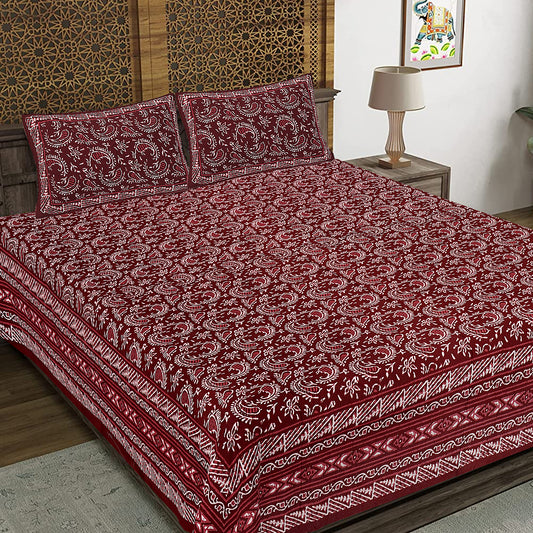 100% Cotton King Size Bedsheet with 2 Pillow Cover