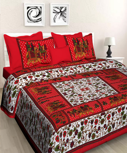 Jaipuri 100 % Cotton Double Size Bedsheet  ( 280 TC ) JAIPUR PRINTS