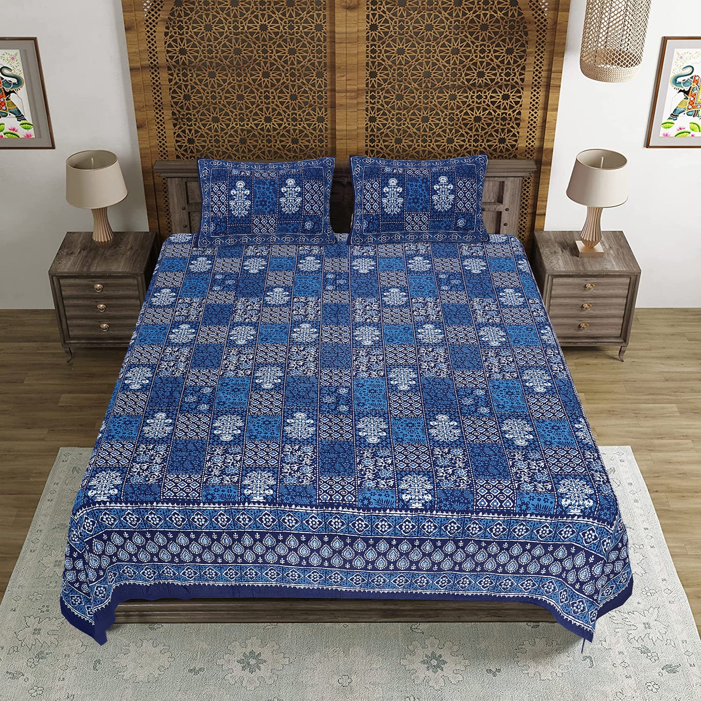 100% Cotton King Size Bedsheet with 2 Pillow Cover