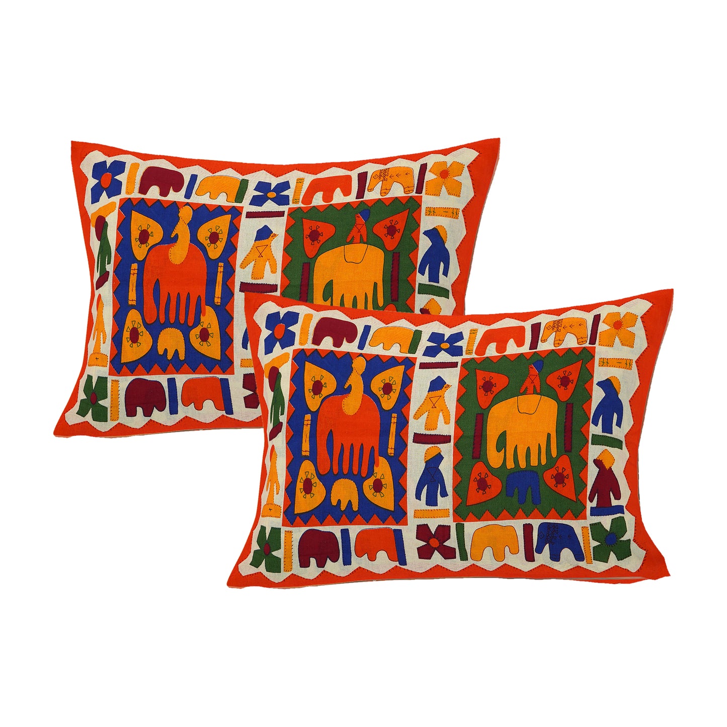 Jaipuri 100% Cotton Double Size Bedsheet with 2 Pillow Covers ( Orange , 280 TC ) JAIPUR PRINTS