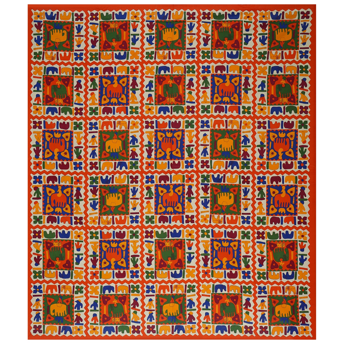 Jaipuri 100% Cotton Double Size Bedsheet with 2 Pillow Covers ( Orange , 280 TC ) JAIPUR PRINTS