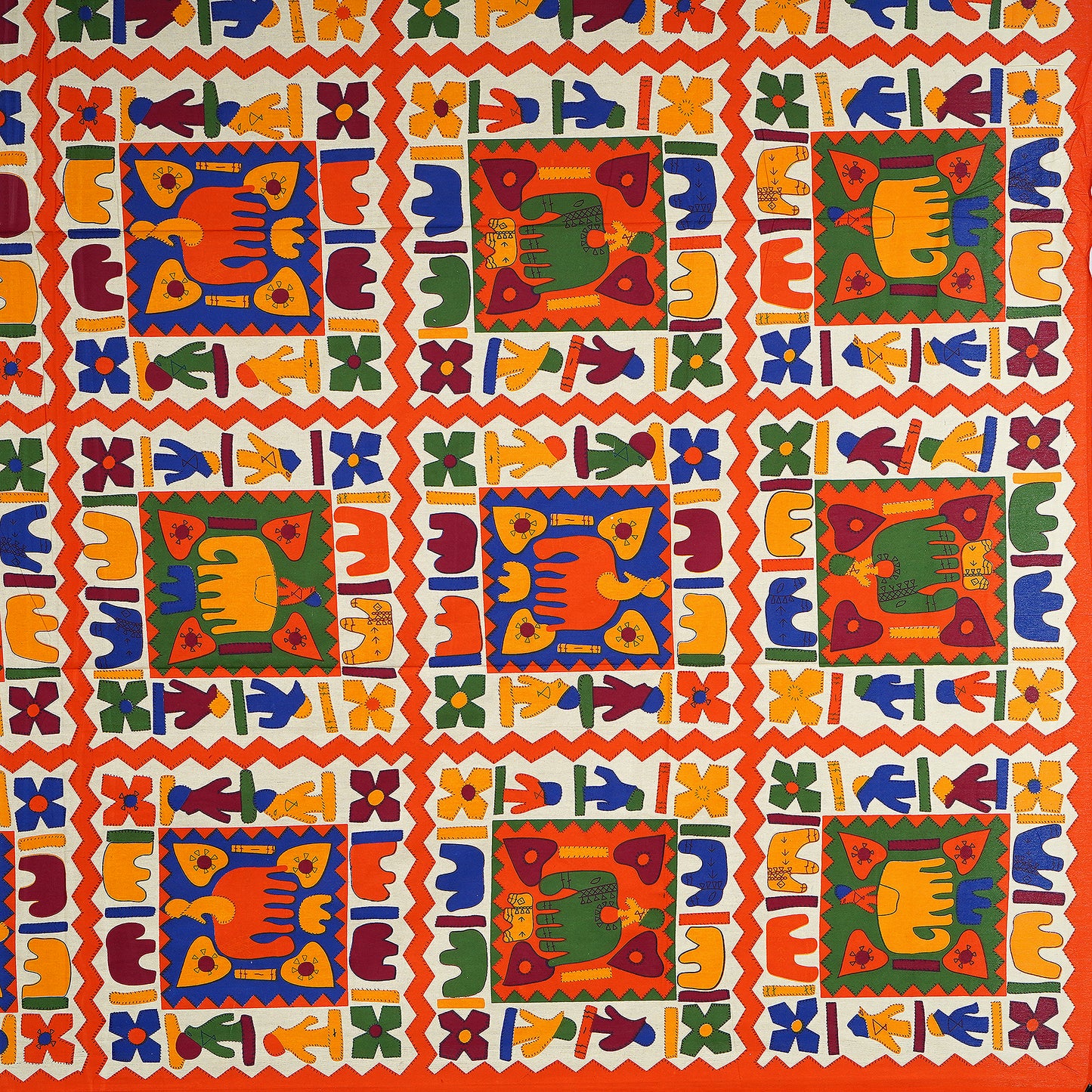 Jaipuri 100% Cotton Double Size Bedsheet with 2 Pillow Covers ( Orange , 280 TC ) JAIPUR PRINTS