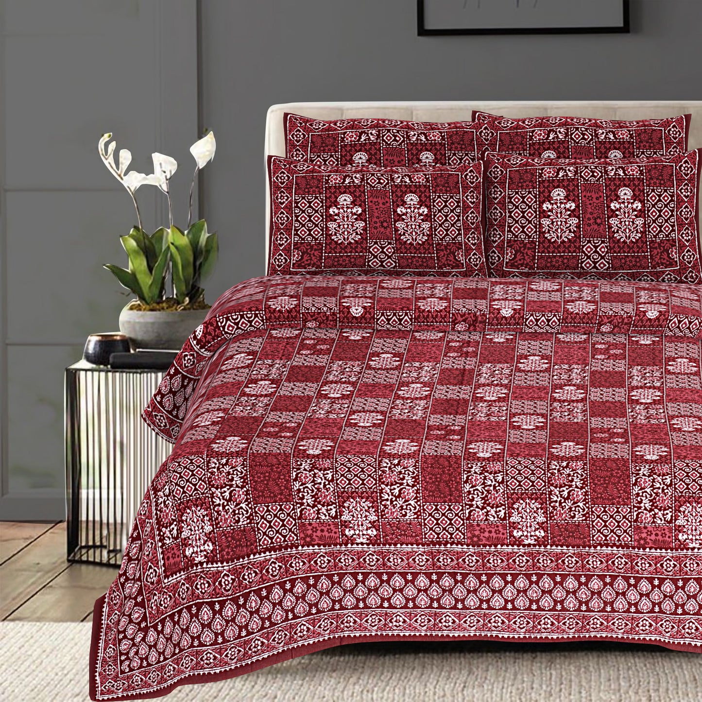100% Cotton King Size Bedsheet with 2 Pillow Cover