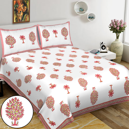Jaipuri Bedsheet 100% Cotton Rajasthani Traditional Super King Size  Bedsheet with 2 Pillow Cover 100*108 www,JaipurToHome.com