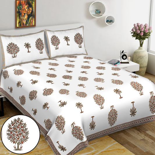 Jaipuri Bedsheet 100% Cotton Rajasthani Traditional Super King Size  Bedsheet with 2 Pillow Cover 100*108 www,JaipurToHome.com