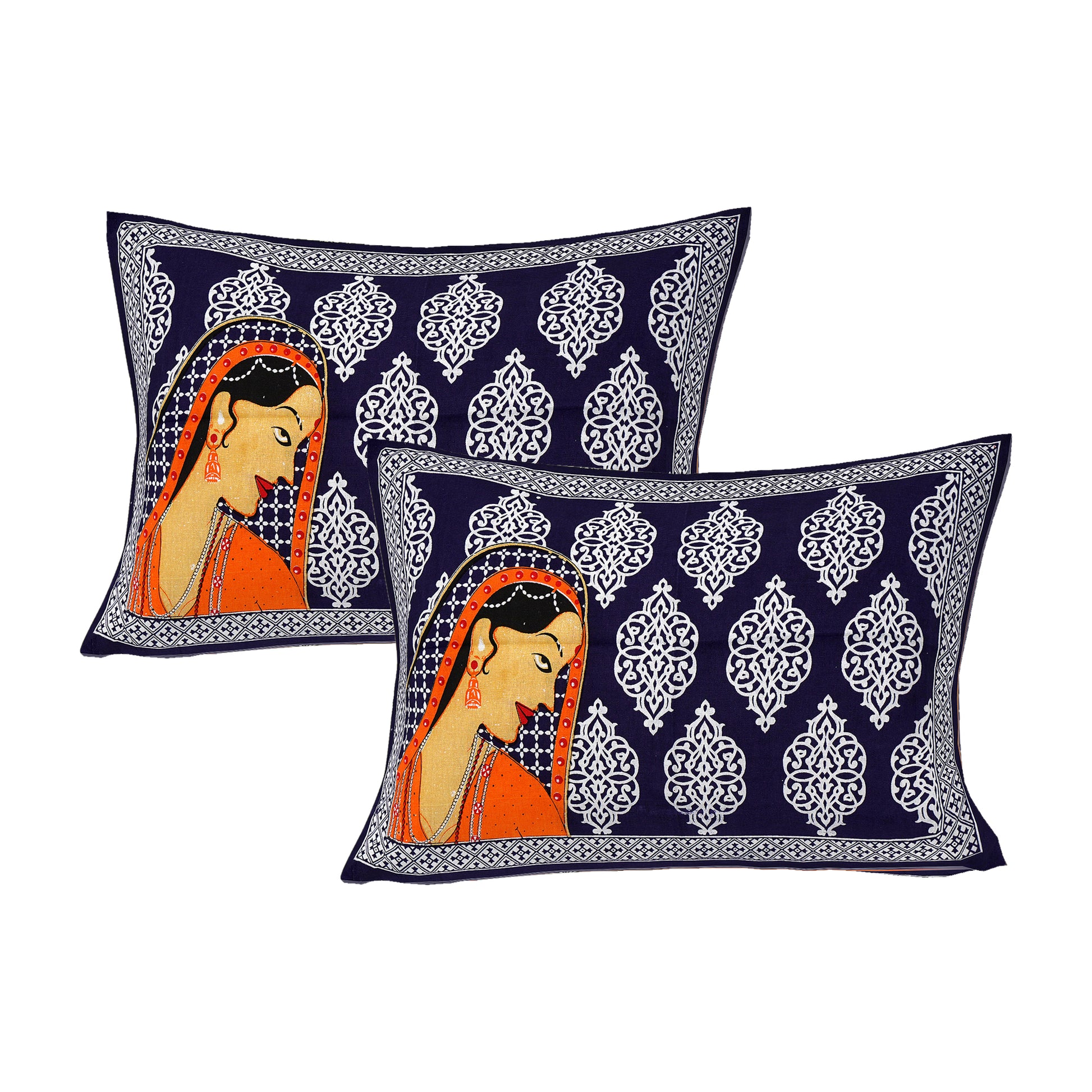 Jaipuri 100% Cotton Double Size Bedsheet ( Blue , 280 TC ) www.jaipurtohome.com