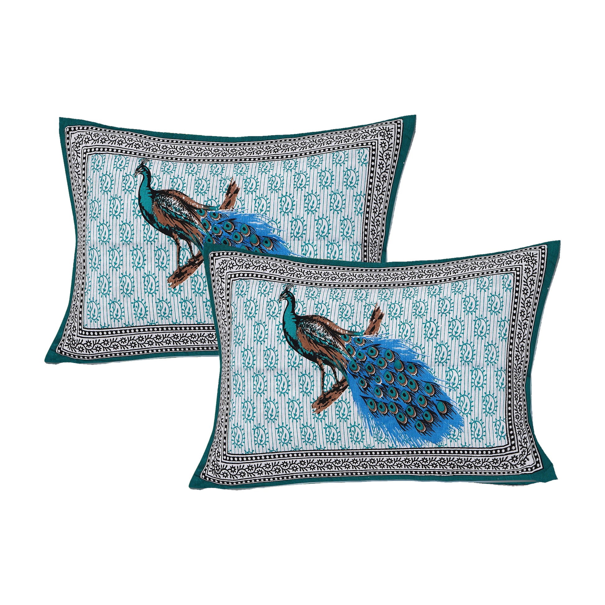 Jaipuri 100% Cotton Peacock Print Double Size Bedsheet ( 280 TC ) www.jaipurtohome.com