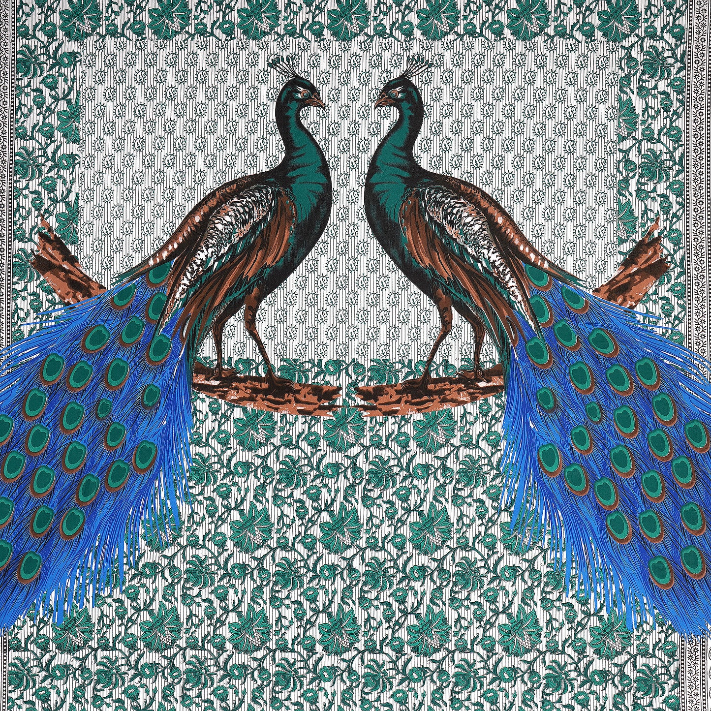 Jaipuri 100% Cotton Peacock Print Double Size Bedsheet ( 280 TC ) www.jaipurtohome.com