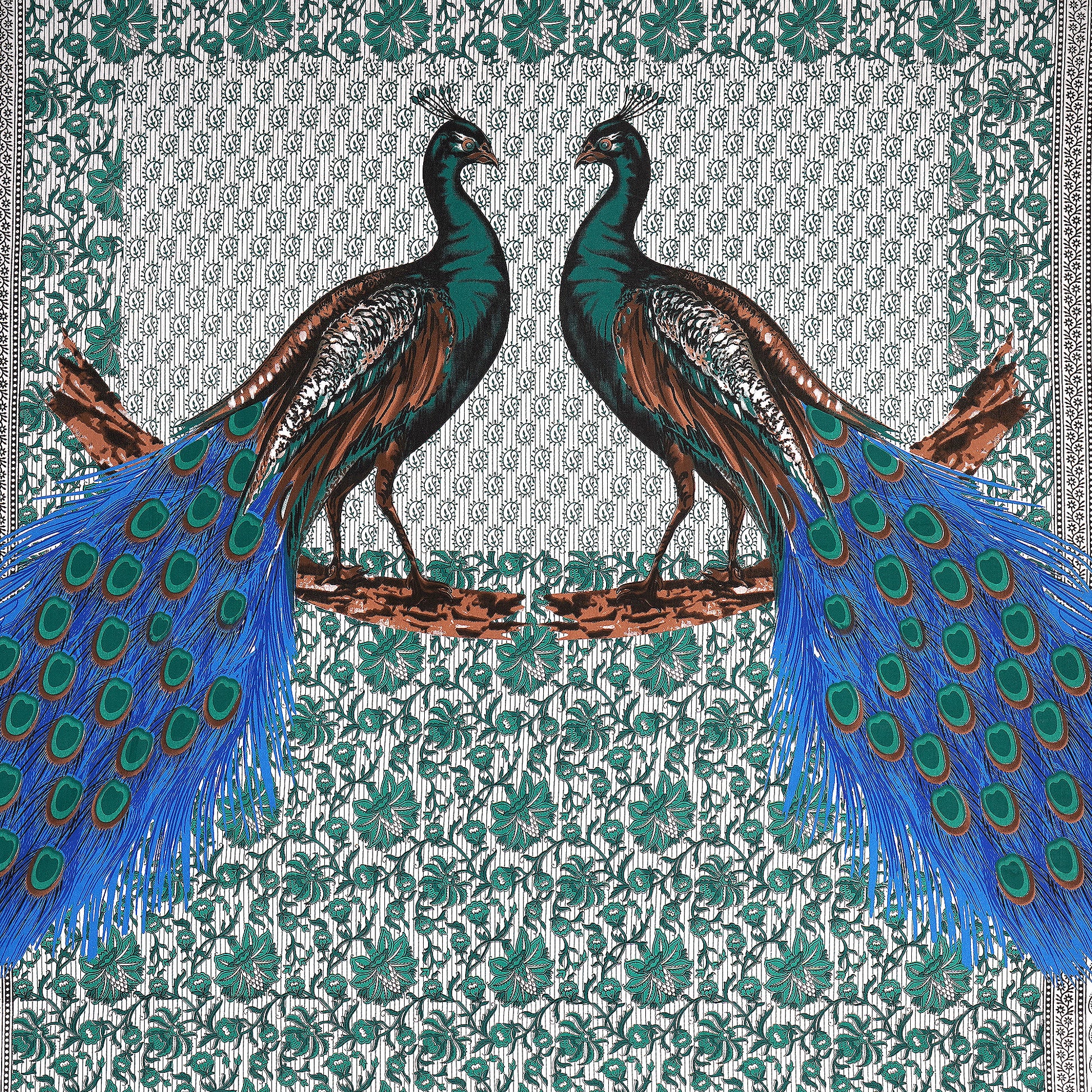 Jaipuri 100% Cotton Peacock Print Double Size Bedsheet ( 280 TC ) www.jaipurtohome.com