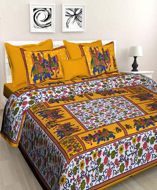 Jaipuri 100 % Cotton Double Size Bedsheet  ( 280 TC ) JAIPUR PRINTS