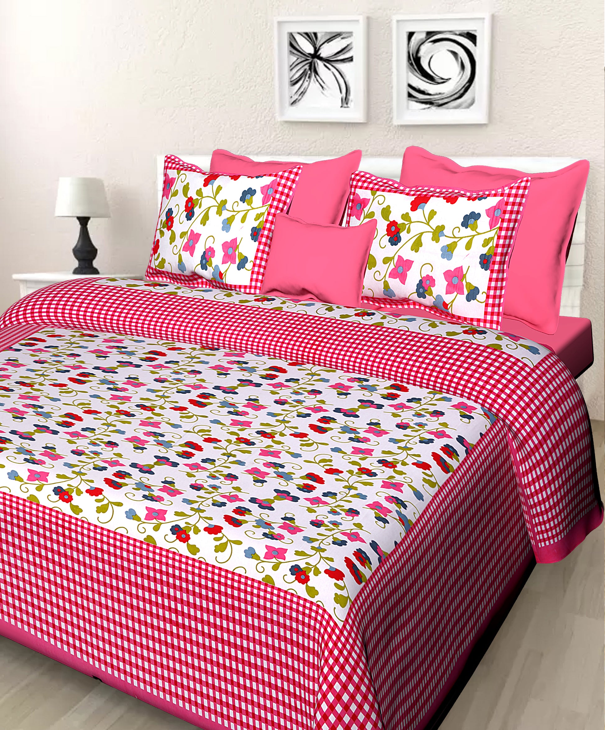 Jaipuri 100% Cotton Double Size Bedsheet with 2 Pillow Covers ( 280 TC ) JAIPUR PRINTS