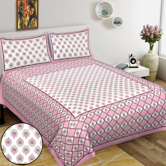 Jaipuri Bedsheet 100% Cotton Rajasthani Traditional Super King Size  Bedsheet with 2 Pillow Cover 100*108 www,JaipurToHome.com