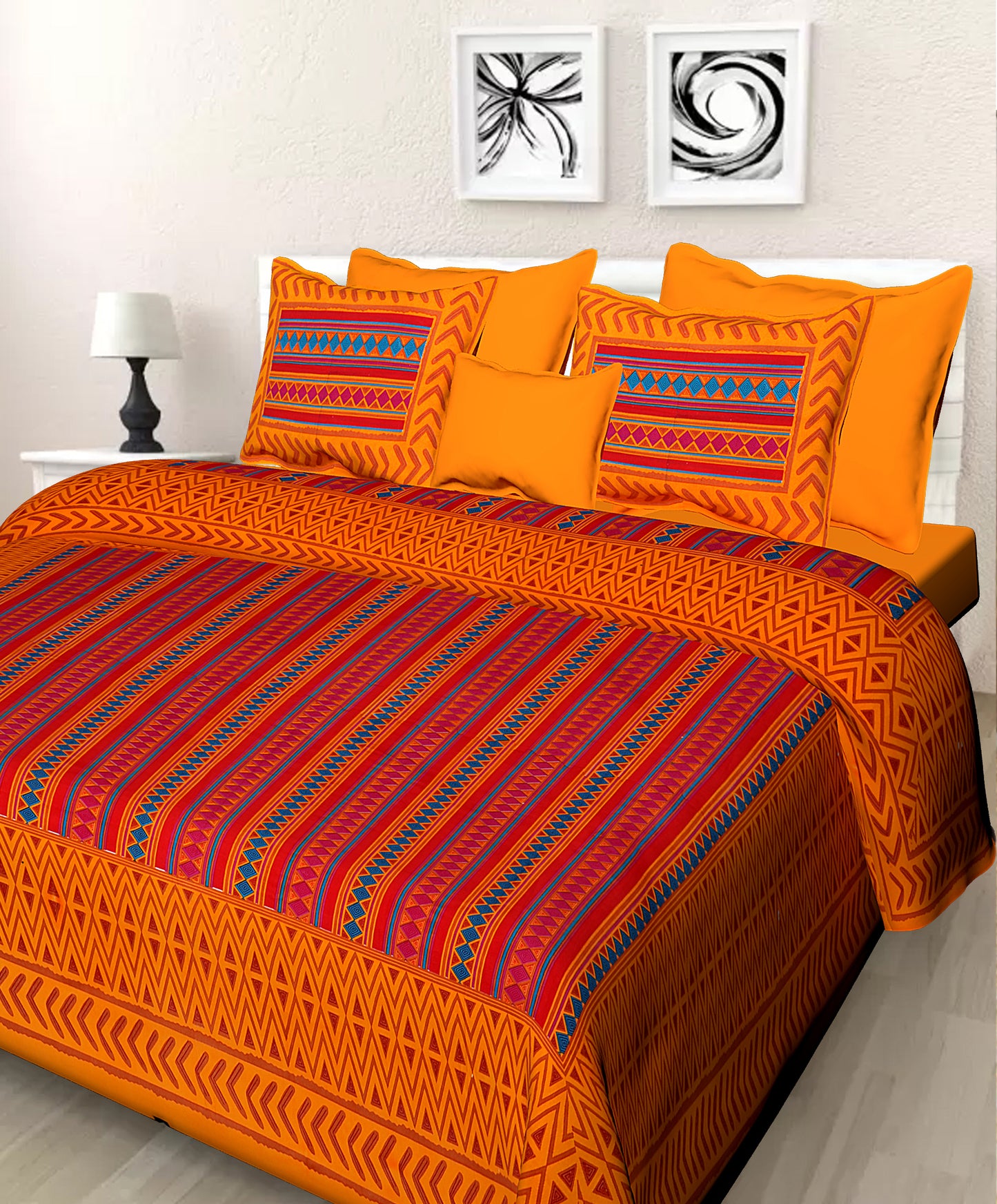 Jaipuri 100% Cotton Double Size Bedsheet with 2 Pillow Covers ( 280 TC ) JAIPUR PRINTS